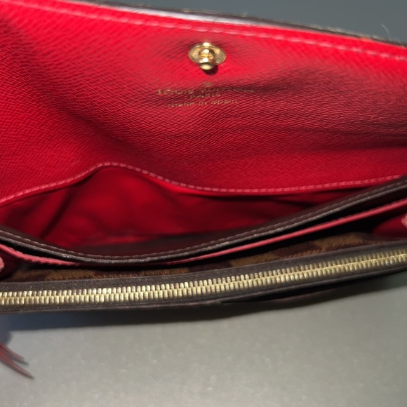 Louis Vuitton Brown/Red Long Damier Ebene Canvas Leather Emilie CA3185 Wallet - Picture 13 of 16